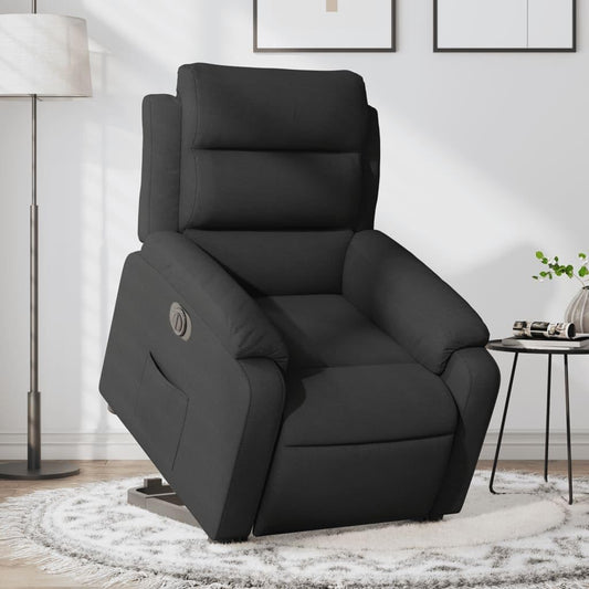 Relaxstoel met opstahulp – Elektrische relaxstoel – Tv-stoel – Ligstoel – Elektrische fauteuil – Zwarte stof – Kantelfunctie tot 135 graden – Comfortabele elektrische ligfunctie