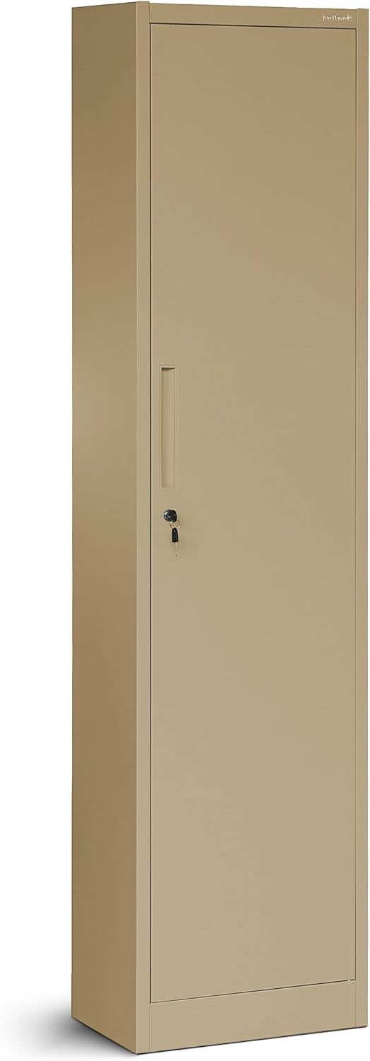 Archiefkast kantoorkast metalen kast opbergkast 4 planken vleugeldeur draaigreep poedercoating metaal 185 cm x 45 cm x 40 cm (beige)