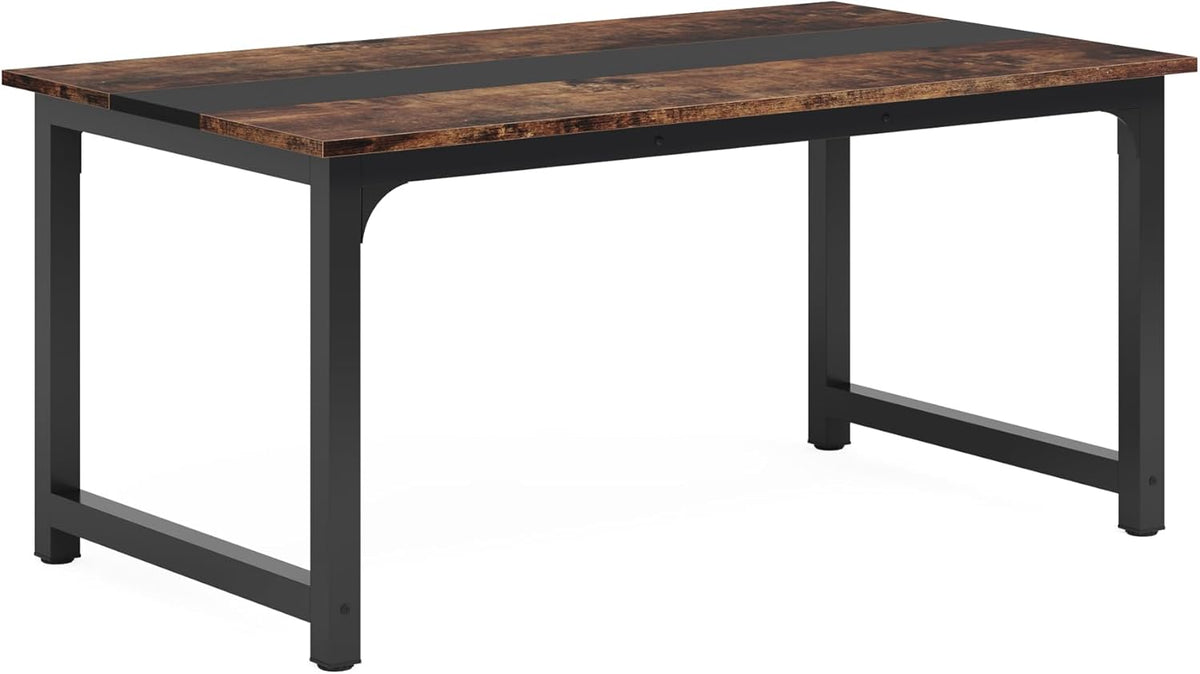 Tribesigns Dining Table, Industrial Kitchen Table for 4-6 People, Rectangular Dining Table for Dining Room, Kitchen, Living Room, with Robust Metal Legs, Rustic Brown, 160 x 80 cm