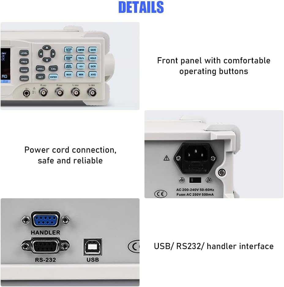 Irfora Digitale LCR-benchmeter 100Hz-10KHz zeer nauwkeurig digitaal meetapparaat weerstand inductie capaciteitstester 0,1% nauwkeurigheid 3,5 inch LCD-display