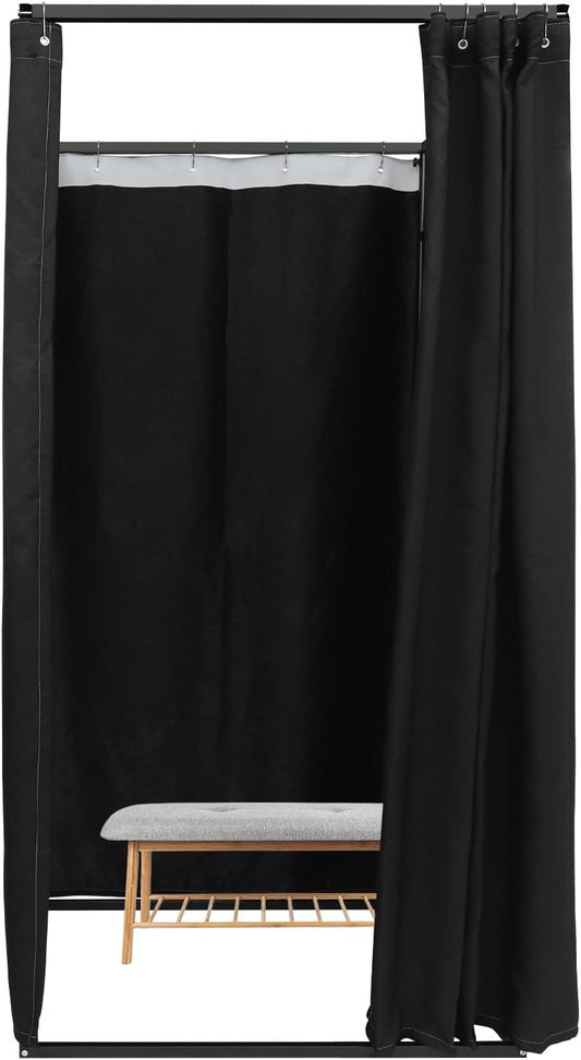 OUKANING Draagbare kleedcabine 100 x 100 x 200 cm, draagvermogen 30-35 kg, beweegbare kleedkamer, vrijstaand, afneembaar en ondoorzichtig, voor 3-4 personen (zwart) - QUORE