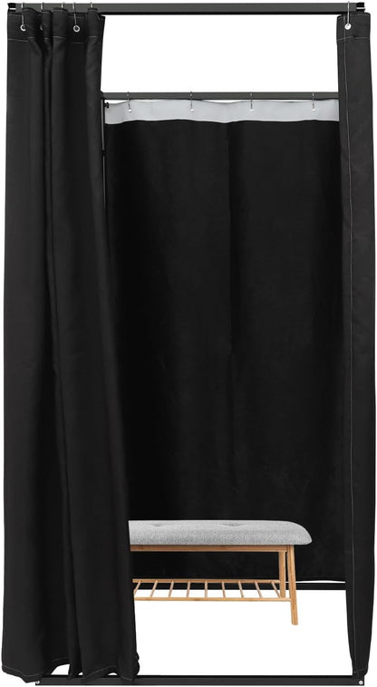 OUKANING Mobiele kleedcabine, vrijstaand, 100 x 100 x 200 cm, draagbare staande kleedruimte, inkijkbescherming voor kledingwinkelcentra, kantoor, tuin, outdoor, zwart - QUORE