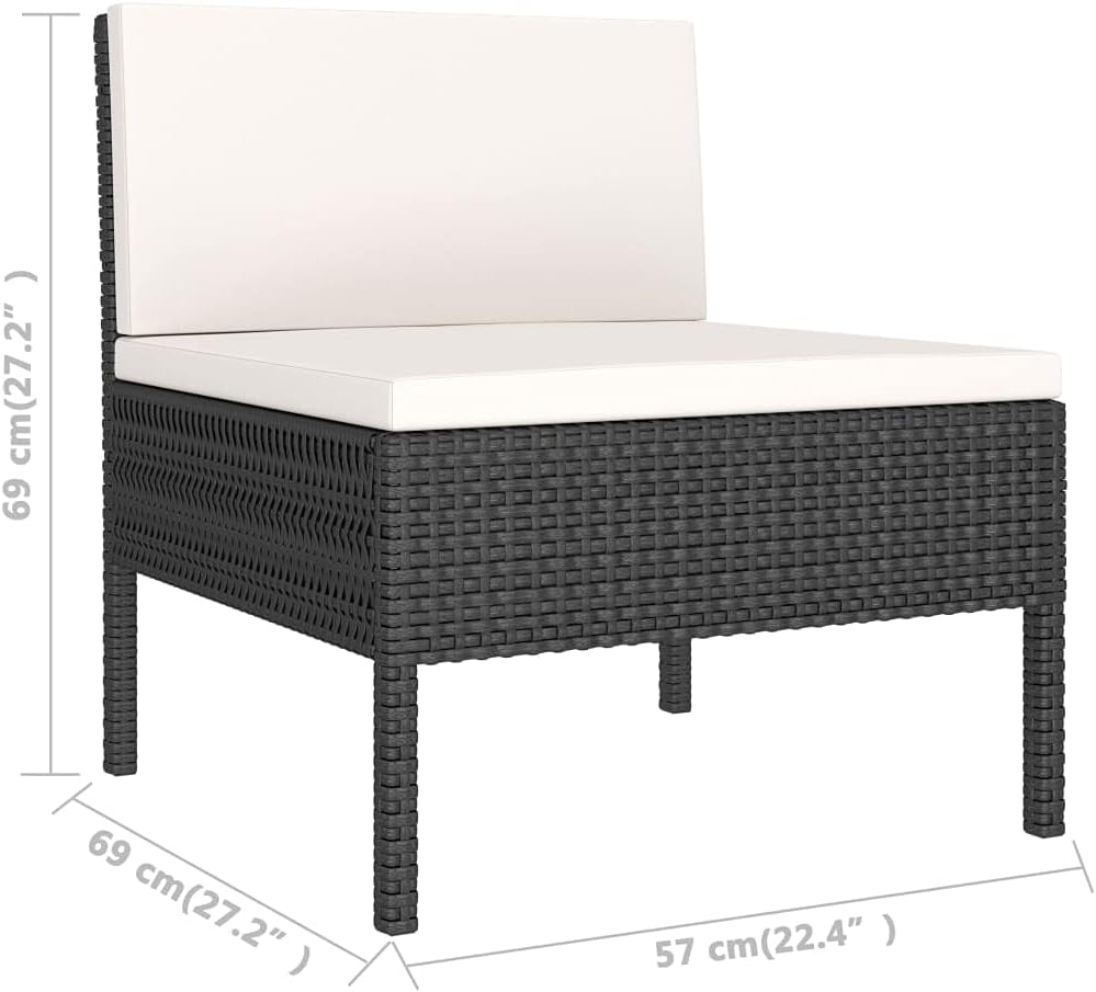 vidaXL Lounge Set 3-Piece with Cushions Garden Set Furniture Set Garden Garden Furniture Set Chair Table Lounge Furniture Outdoor Set Balcony Set Poly Rattan Black - QUORE