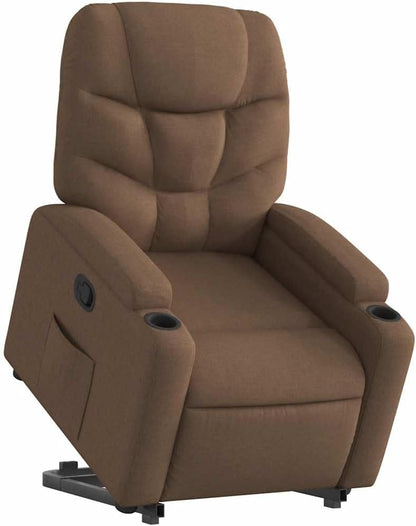 Relaxstoel – Opstahulp Stoel – Tv Stoel – Ligstoel – Fauteuil – Handmatig Verstelbare Ligfunctie – Bruine Stof