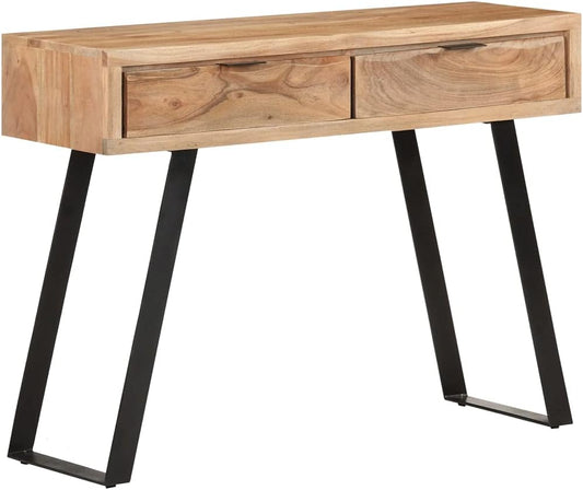 vidaXL Solid Acacia Wood Wall Table with Natural Edge Furniture Console Console Table Haltable Wall Tables Table Haltable Corridor Table Furniture