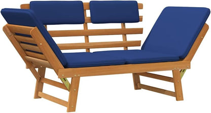 vidaXL Garden bench with cushions 2-in-1 190 cm solid acacia wood
