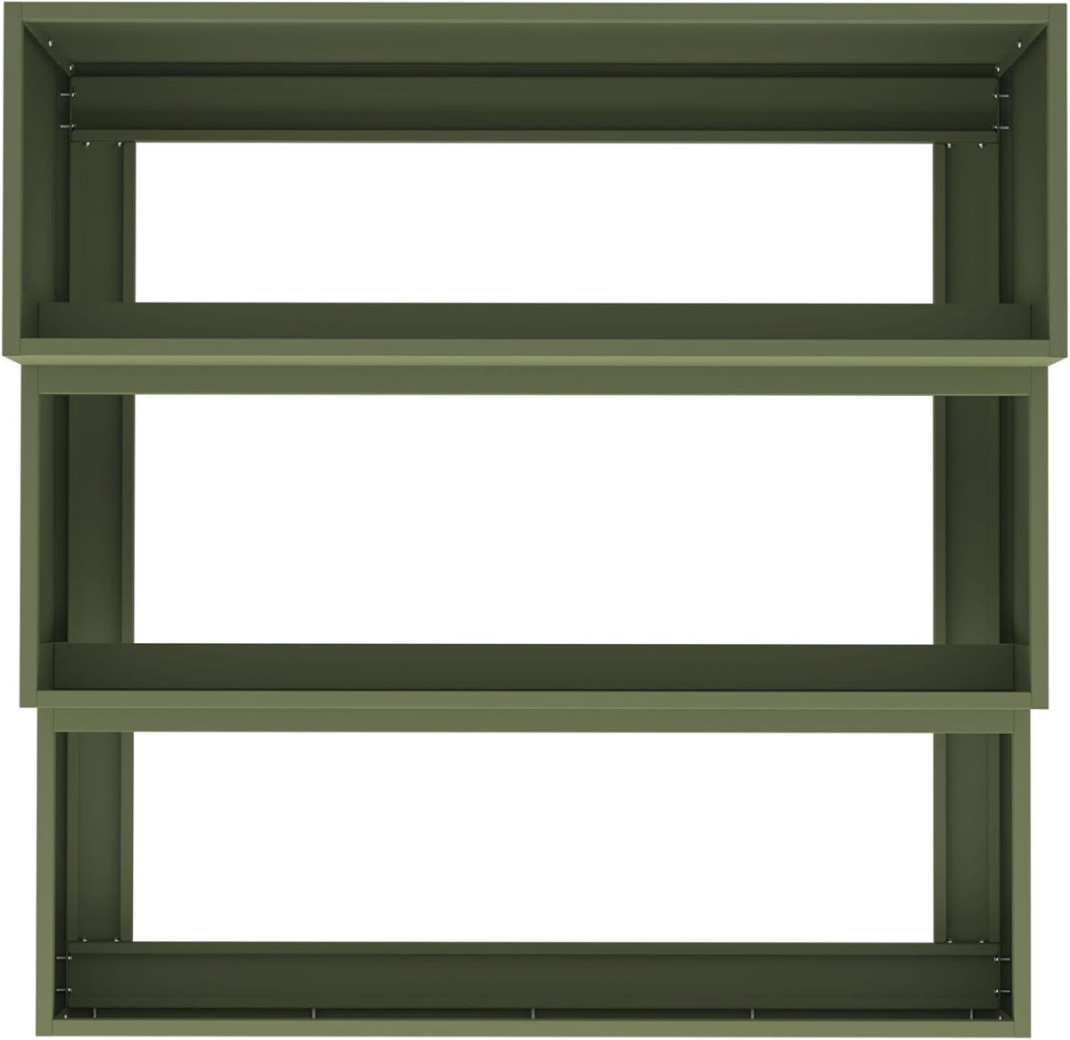 3-Tier Garden Planter, 90 x 90 x 35 cm, Olive Green, Robust Steel, for Plants with Open Bottom for Optimal Drainage and Modern Vertical Gardening - QUORE