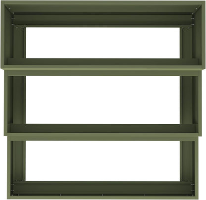 3-Tier Garden Planter, 90 x 90 x 35 cm, Olive Green, Robust Steel, for Plants with Open Bottom for Optimal Drainage and Modern Vertical Gardening - QUORE