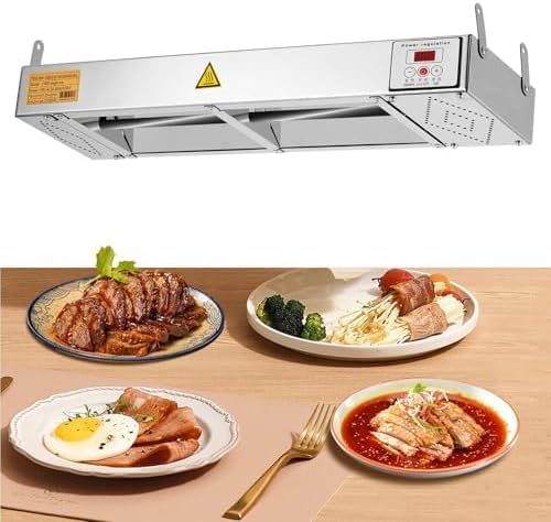 YJINGRUI Verwarmingslamp voor levensmiddelen, 650 W, warmer, met instelbare temperatuur van 30-100 graden Celsius, digitaal display voor restaurant, buffet, keuken