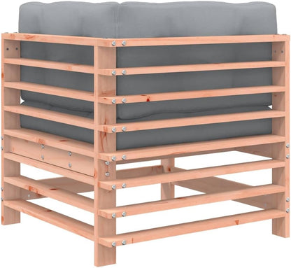 Hoeklounge – Hoekbank – Loungeset – Tuinbank – Buitenbank – Massief Douglas Hout – Weerbestendig Met Grijze Oxford Kussens