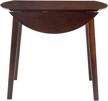 Inklapbare Ronde Eettafel – Opklapbare Tafel – Uitklapbare Keukentafel – Compacte Eettafel – MDF Tafel – Bruin – Ø 90 cm – Rubberwood Poten