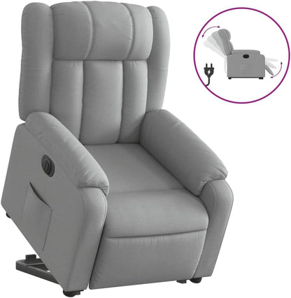 Relaxstoel met opstahulp – Elektrische relaxstoel – Tv-stoel – Ligstoel – Enkel ligstoel – Elektrische ligfunctie tot 135° – Lichtgrijze stof bekleding