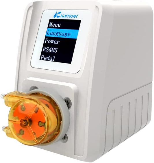 Kamoer M1-STP intelligente peristaltische pomp, 24 V, verstelbare stappenmotor, vloeistofdoseerpomp met lage debiet, programmeerbaar, met besturing voor laboratoriumaquarium, 0-88 ml/min