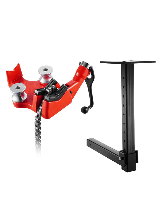 VEVOR Heavy-Duty Pipe Chain Vise, 1/8"-5" Pipe Capacity, 26" Robust Chain & Cast Iron Base, Hitch Mount Vise Plate Holder with Adjustable Height - Fits 2" x 2" Receiver