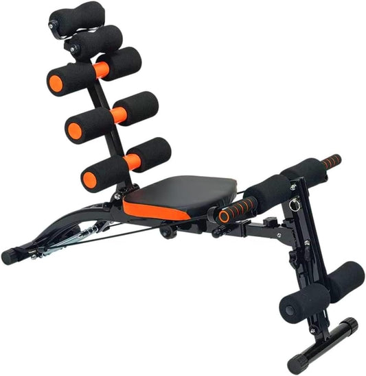 Wintem Multifunctionele 22-in-1 bank voor training thuis, met kantelbare rugleuning, draaibare zitting, elastische verlengstukken en opvouwbare structuur, ruimtebesparend