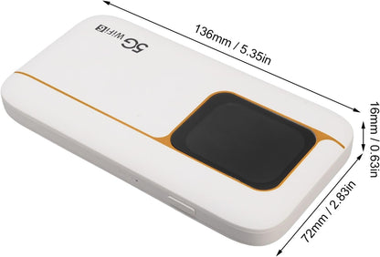 Ejoyous 5G Mobiele Hotspot, Draagbare WiFi-hotspot IP67 Waterdicht 7100 MAh WIFI6 2,4 GHz / 5,8 GHz 16 Apparaten met Simkaartsleuf, voor Reizen Thuis Gamen