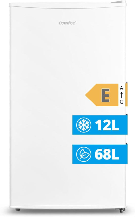COMFEE' RCD115WH2 Small Fridge Freezer Compartment 80L Suitable for Home, Office, Bedroom, Quiet, Adjustable Temperature, LED Light, White - QUORE