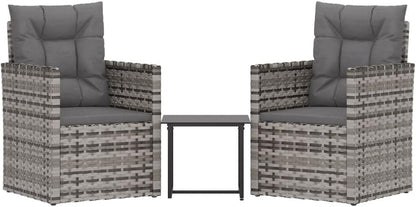 vidaXL 3 Piece Lounge Set with Cushions Poly Rattan Grey, Lounge Set, Outdoor Lounge, Sofa Lounge, Lounge Sets, Outdoor Lounge Set, Sofa Set - QUORE