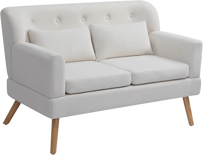 2-zits bank – tweezitsbank – loveseat – kleine bank – zitbank – compact ontwerp – stevig houten frame – wit