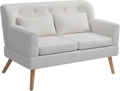 2-zits bank – tweezitsbank – loveseat – kleine bank – zitbank – compact ontwerp – stevig houten frame – wit