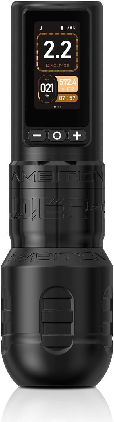Ambition Soldier 270 Draadloze tatoeagemachine met 270 g.cm borstelloze motor met hoog koppel - roterende tatoeagecartridgepen met 2400 mAh aanraakknoppen LED digitaal display voor tatoeëerders
