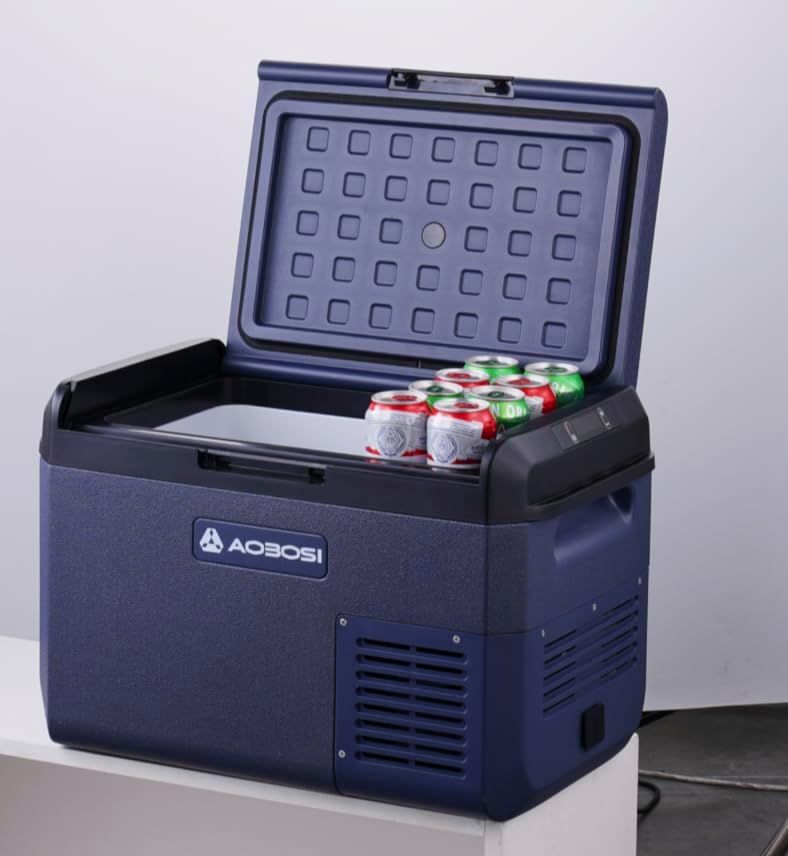 AAOBOSI 25 liter compressor-koelbox: koelbox, 12 V, 230 V, IPX4 waterdicht, draagbare koelbox, elektrisch -20 °C tot 20 °C, voor auto, vrachtwagen, boot, camper, camping, vissen, reizen, tuin
