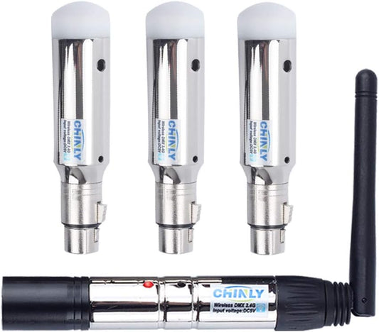 CHINLY DMX512 2,4G ISM 1 zender en 3 draadloze ontvangers, ingebouwde accu, oplaadbaar voor led-DJ, podium, bar, partyverlichting