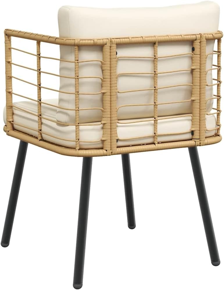 vidaXL Garden chairs 2 pcs with cushions poly rattan natural, garden chair, outdoor chairs, outdoor chair, garden chairs, patio chair, garden chair - QUORE