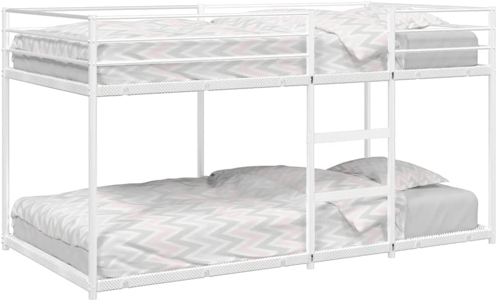 vidaXL Stapelbed zonder matras 90x190 cm staal wit, bedframe, bedbodem, slaapkamermeubilair, hoogslaper, stapelbedframe, laag stapelbedframe