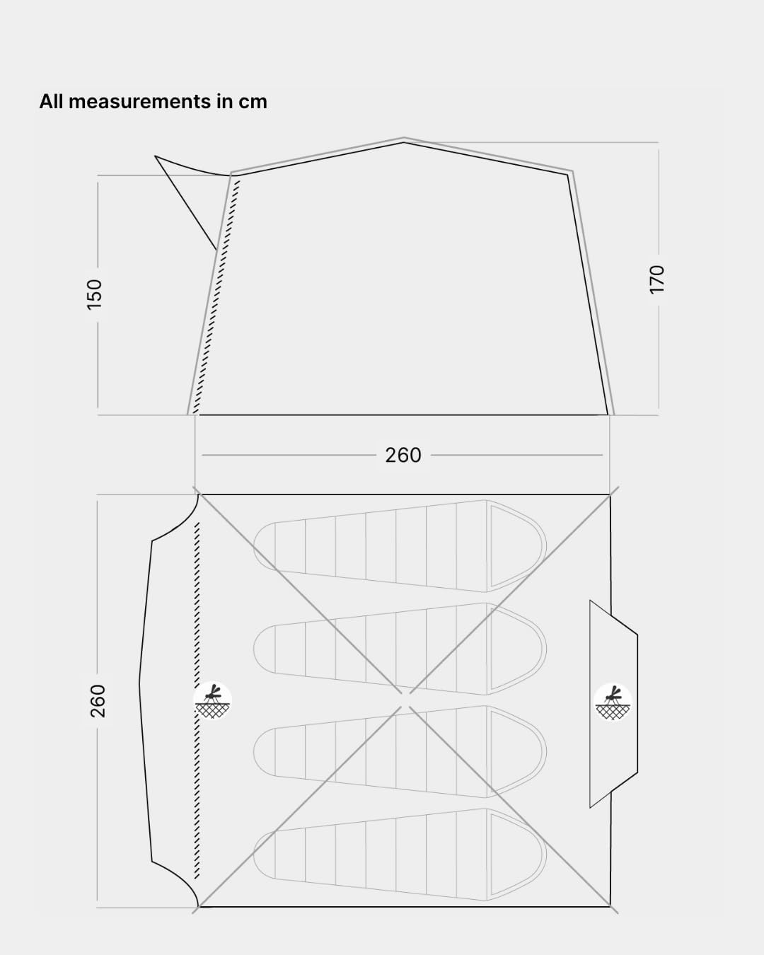 Qeedo Quick Villa familietent, paraplutent (4 of 5 personen) met Quick-Up-System – grijs