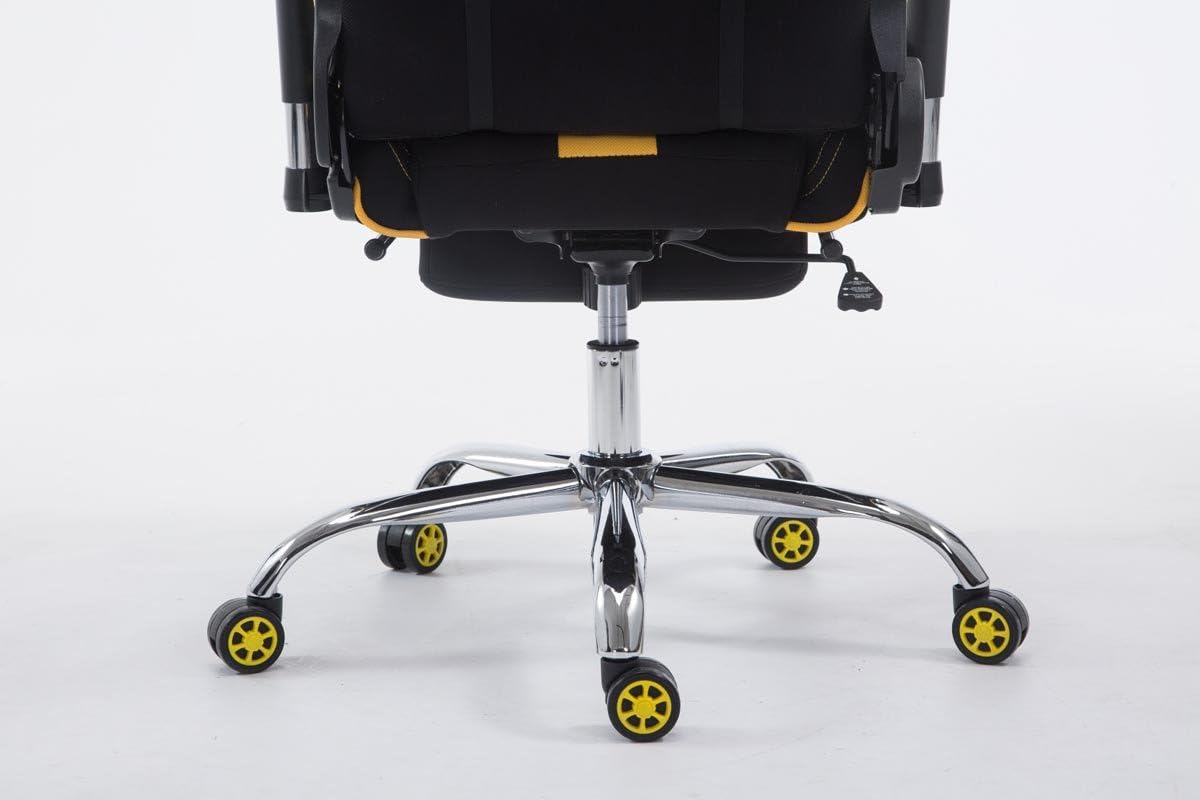 XL Gamingstoel – Bureaustoel – Gamestoel – Comfortstoel – Office Chair – Verstelbare Rugleuning – Draaggewicht 150 kg – Zwarte Gele Stof