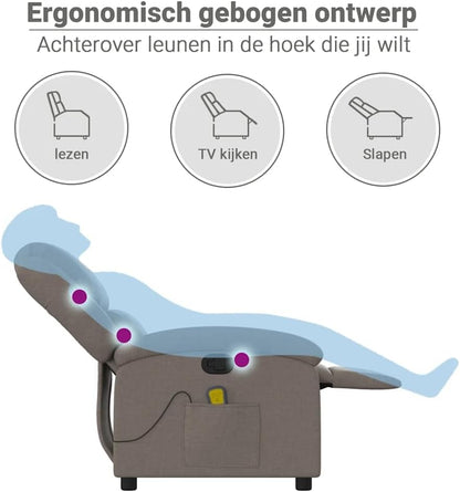 vidaXL Massage chair adjustable fabric taupe, sitting chair, armchair, armchair, armchair, armchair, chair, television chair, tv chair, tv chair, tv armchair, chair - QUORE