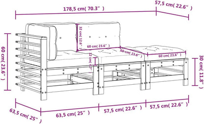 vidaXL 3-piece Lounge set with cushions solid wood - QUORE