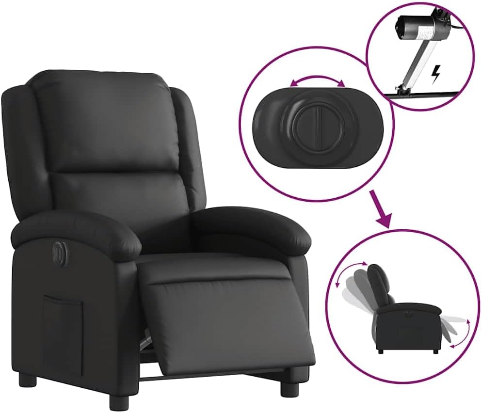vidaXL Armchair electric adjustable genuine leather black, massage chair, recliner chair, recliner chair, recliner chair, recliner chair, recliner chair, sleeping chair