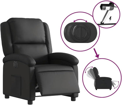vidaXL Armchair electric adjustable genuine leather black, massage chair, recliner chair, recliner chair, recliner chair, recliner chair, recliner chair, sleeping chair