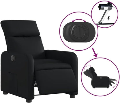 Recliner Chair Electric Black Faux Leather TV Chair with Reclining Function Single Reclining Chair Relax Chair for Living Room Bedroom Electric Tilt System MA8