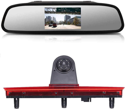 HD Auto 170° Transporter parkeerhulp remlicht achteruitrijcamera met hoek instelbaar, vervanging voor V W Multivan T5 V 5 van/Caravelle V bus bus 7EB 7EJ 7HB 7HA (achteruitrijcamera + 4,3 inch