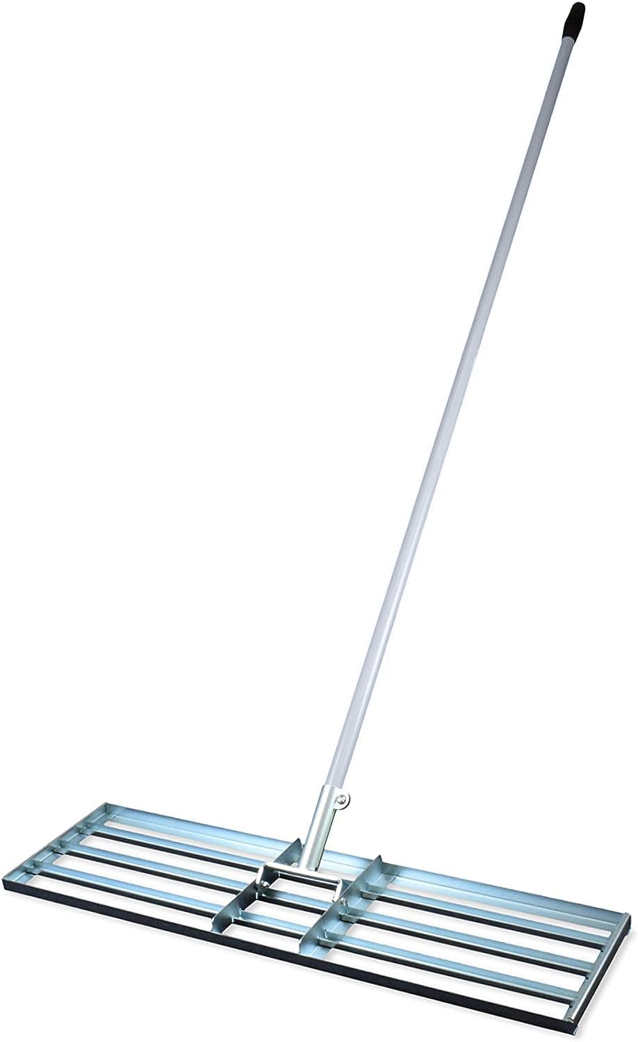 British Manufacturing Solutions 46" wide Stainless Steel Levelawn Lute: Premium leveling rake for top dressing, sowing, sowing/sand. Luxury full-length heavy-duty aluminum handle. (46" wide) - QUORE