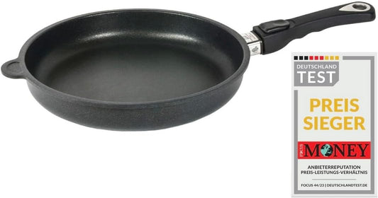 AMT Gastroguss AMZN-I-528-Z20B Frying pan 28 cm Ø, 5 cm high, removable handle, suitable for induction, Lotan non-stick coating, cast iron pan (cast aluminium), - QUORE