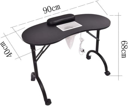 Klaptafel – Manicuretafel – Nageltafel – Nageltafel – Werktafel – Wit Met Zwarte Polssteun – Met Stofzuiger En Opvangzak – Opvouwbaar Met Draagtas