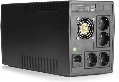 NGS FORTRESS2000V2 - Ononderbroken UPS-Voeding, Offline UPS van 1500 VA, Constante Uitgangsspanning van 900 W voor 4 Schuko-stekkers