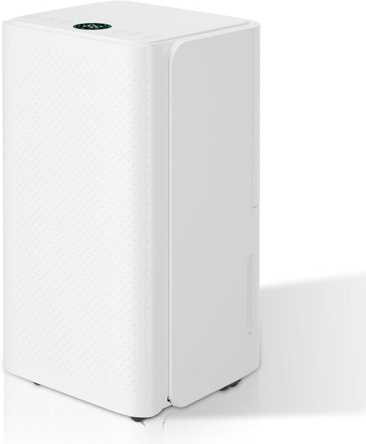 Randaco Elektrische luchtontvochtiger, 16 l/dag, elektrische ontvochtiger, voor ruimtes tot 30 m², met led-display, afvoerslang, ultra stil, 24-uurs timer, stille luchtontvochtiger voor kelder