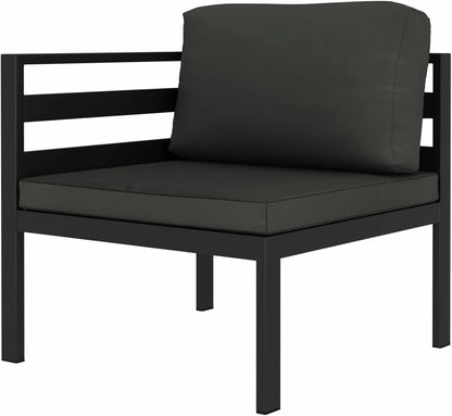 Tidyard Pallet Corner Sofa Aluminium Anthracite with Cushion 70 x 70 x 64.5 cm Garden Bench Aluminium Sofa Pallets Modular Garden Bench Aluminium Garden Bench - QUORE