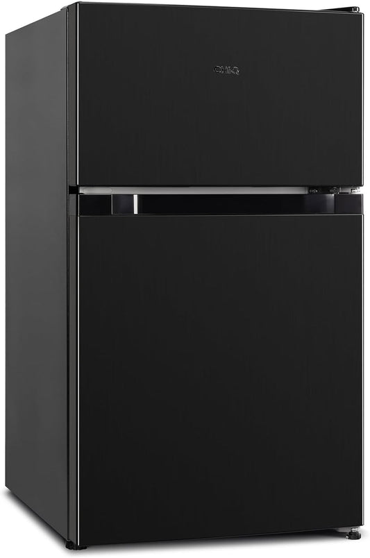 CHiQ FTM86L4E, Refrigerator Tabletop, 86 Liter, 39dB, 4-Star Freeze, Adjustable Thermostat, With Freezer, Black, Reversible Door, 12 Year Warranty on Compressor