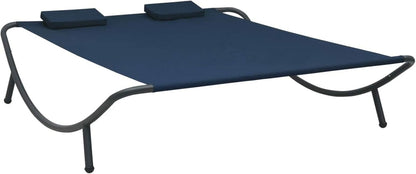 Tidyard Dubbel ligbed voor buiten, terras, balkon, buiten, zwembad, strand, bank, chaise longue, stof, blauw, 200 x 173 x 45 cm - QUORE