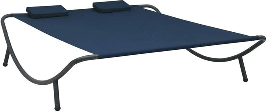 Tidyard Dubbel ligbed voor buiten, terras, balkon, buiten, zwembad, strand, bank, chaise longue, stof, blauw, 200 x 173 x 45 cm - QUORE