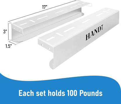 HANDT Overhead Garage Opbergrek, Plafond Tote Bin Organisatie Rails Rekken Systeem, Heavy Duty Opknoping Metalen Rek Systemen voor 27 Gallon Container, Ondersteunt de meeste andere Bakken, 4 Sets Wit