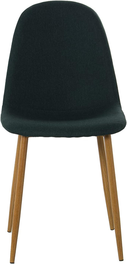 DRW Set van 4 stoelen en poten van metaal, houtlook, groen en hout, 44 x 52 x 87 cm, zitvlak 49 cm