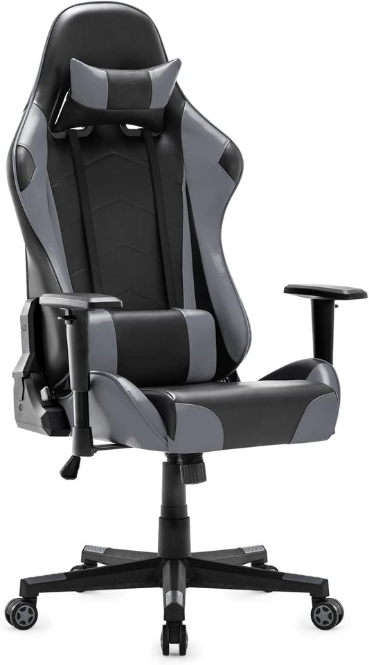 IntimaTe WM Heart Gaming stoel, ergonomische bureaustoel, verstelbare bureaustoelen, verstelbare racestoelen, pc-gamingstoel met hoge rugleuning met armen en rugsteun,52 * 54 * 14,Grijs