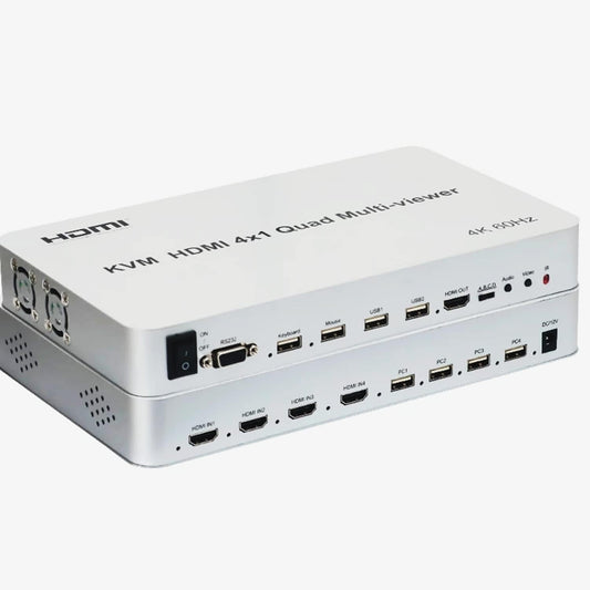 HDMI KVM Quad Splitter 4X1 1.4K 60Hz Multi-Viewer 4X1 HDMI Quad Screen USB Keyboard Mouse PC (4K 60HZ)